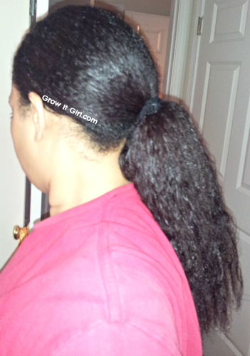 Washing Texlaxed Hair Air Drying hair in a ponytail